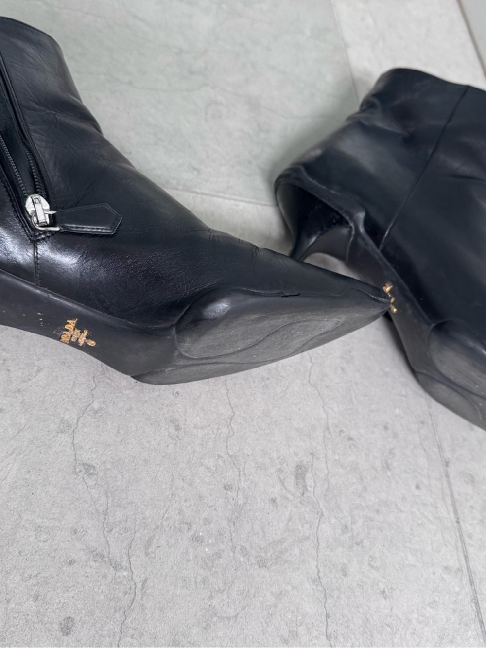 Prada Black Pointed Toe Ankle Boots size IT 37 - Picture 10 of 17